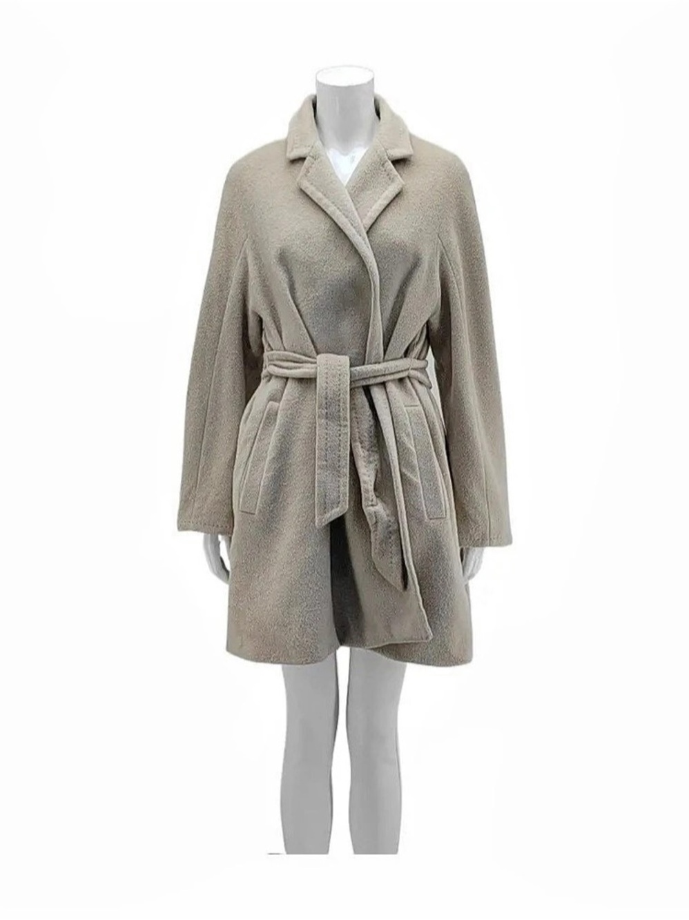 Max Mara Belted Wrap Coat in Gray